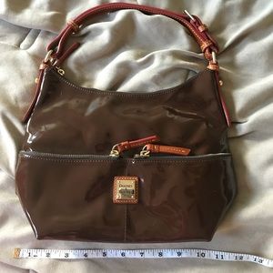 DOONEY AND BOURKE BROWN PATENT LEATHER PURSE
